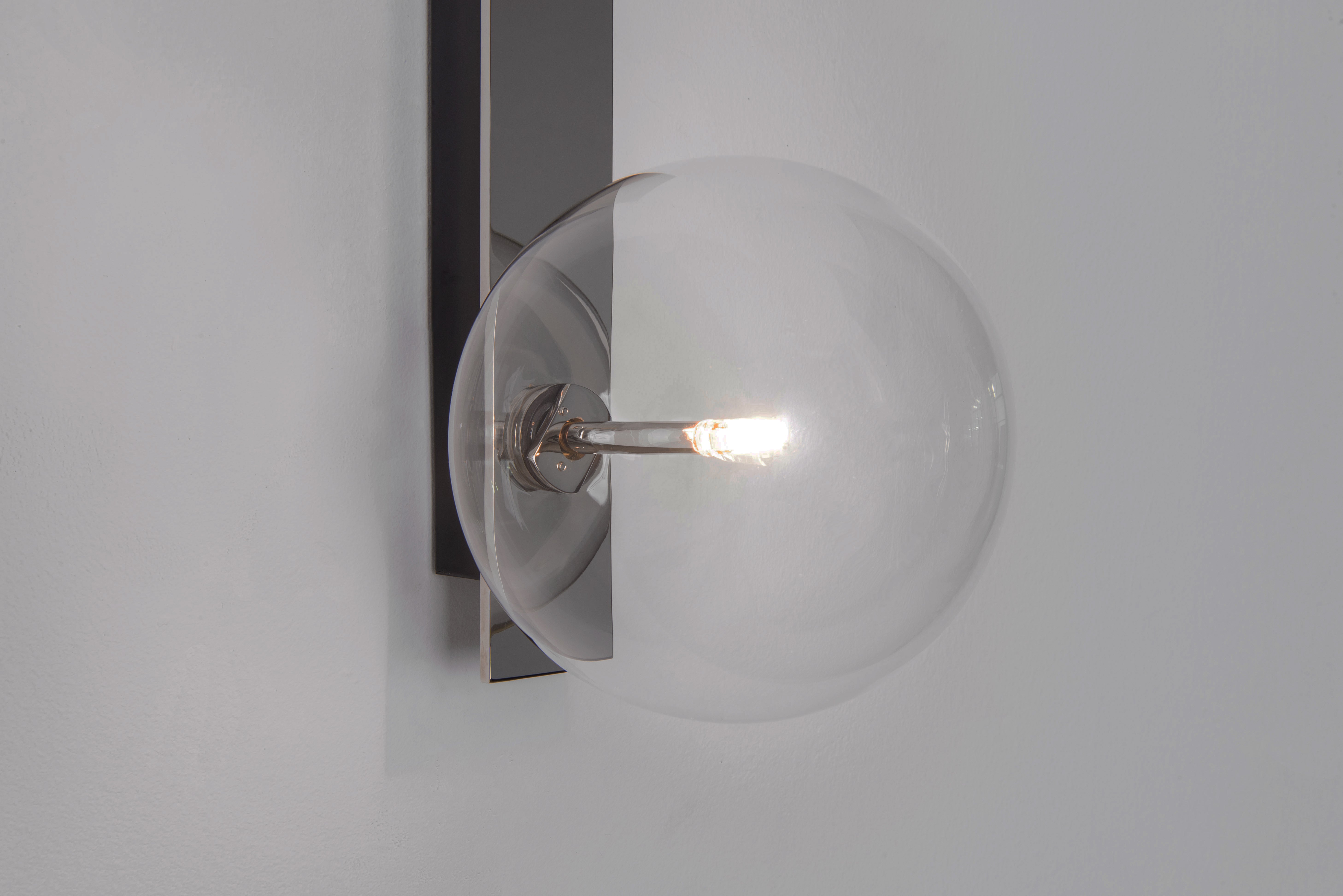 Schwung Oslo Triple Polished Nickel Transparent Globe Wall Light